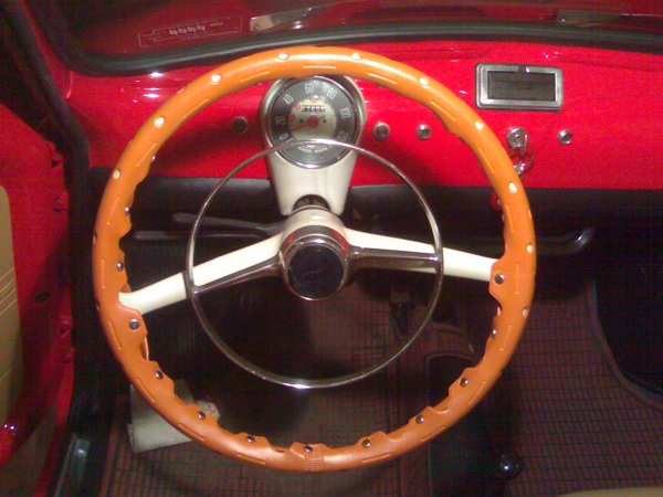 Copri volante per fiat 500 in vera pelle avorio